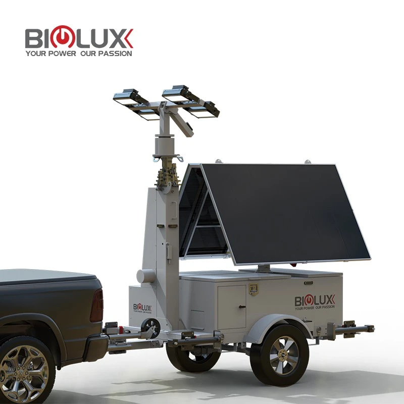 Trailer-Mounted Solar Light Tower For Remote Job Sites