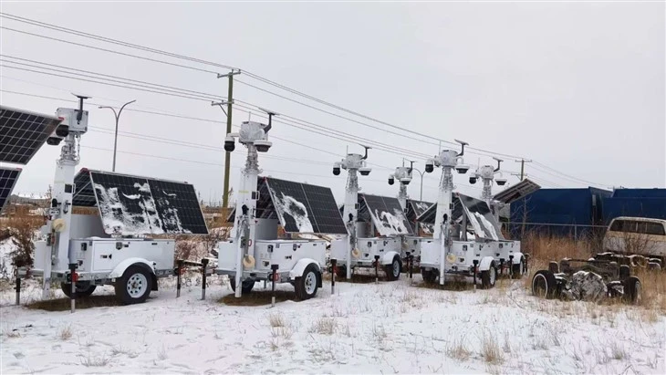 Solar CCTV Tower With AI Cameras For Construction Site factory